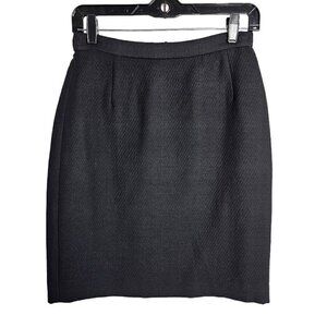 Vintage CALVIN KLEIN 100% Wool Skirt size 6 BLACK Preppy Twee Pencil Straight